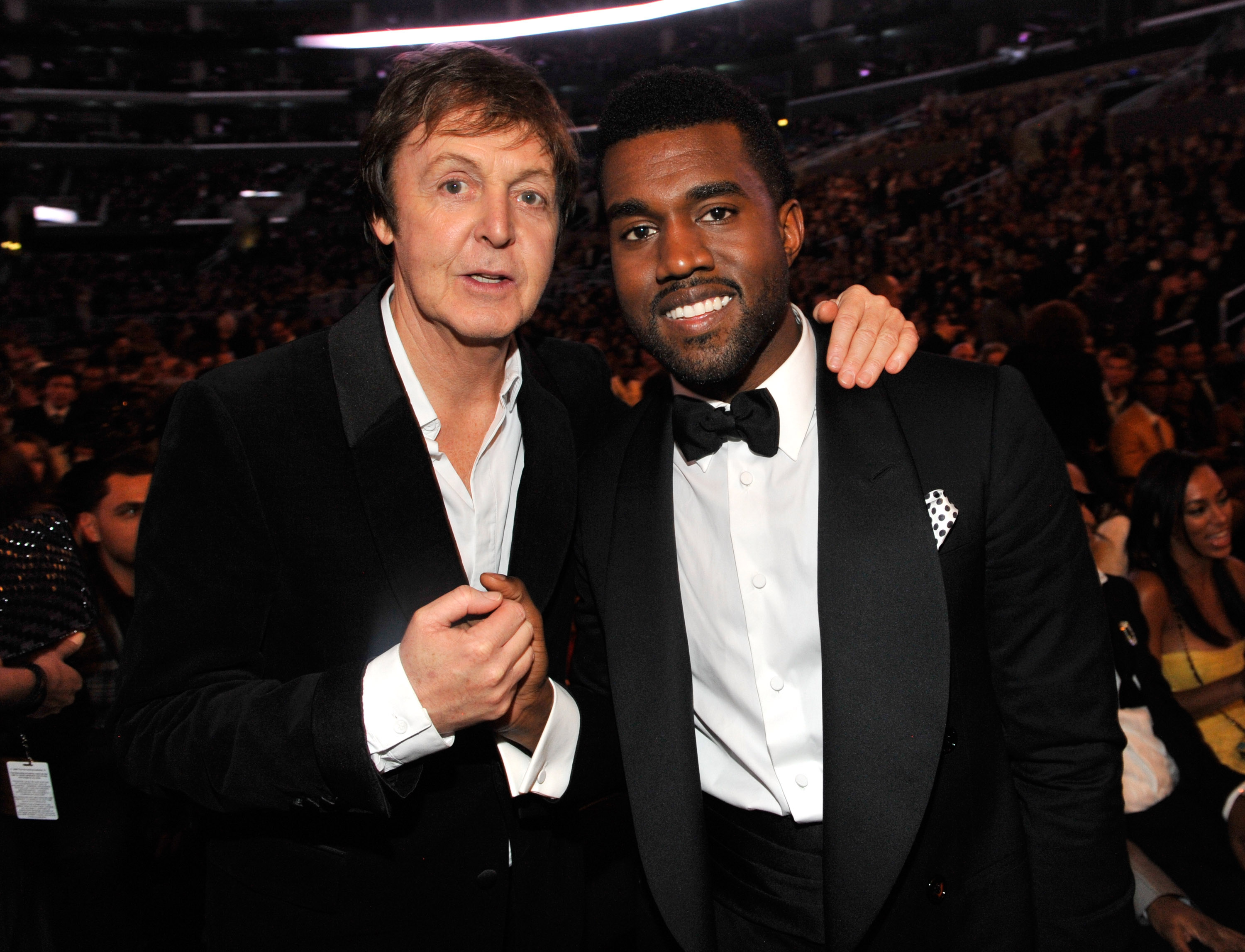 Paul McCartney and Kanye West wearing suits