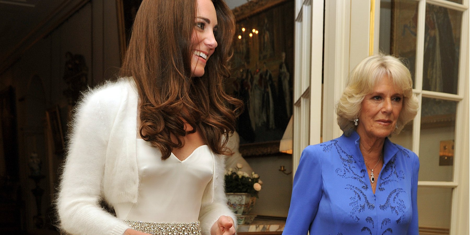 Kate Middleton and Camilla Parker Bowles pose as Kate heads to her wedding reception in 2011.