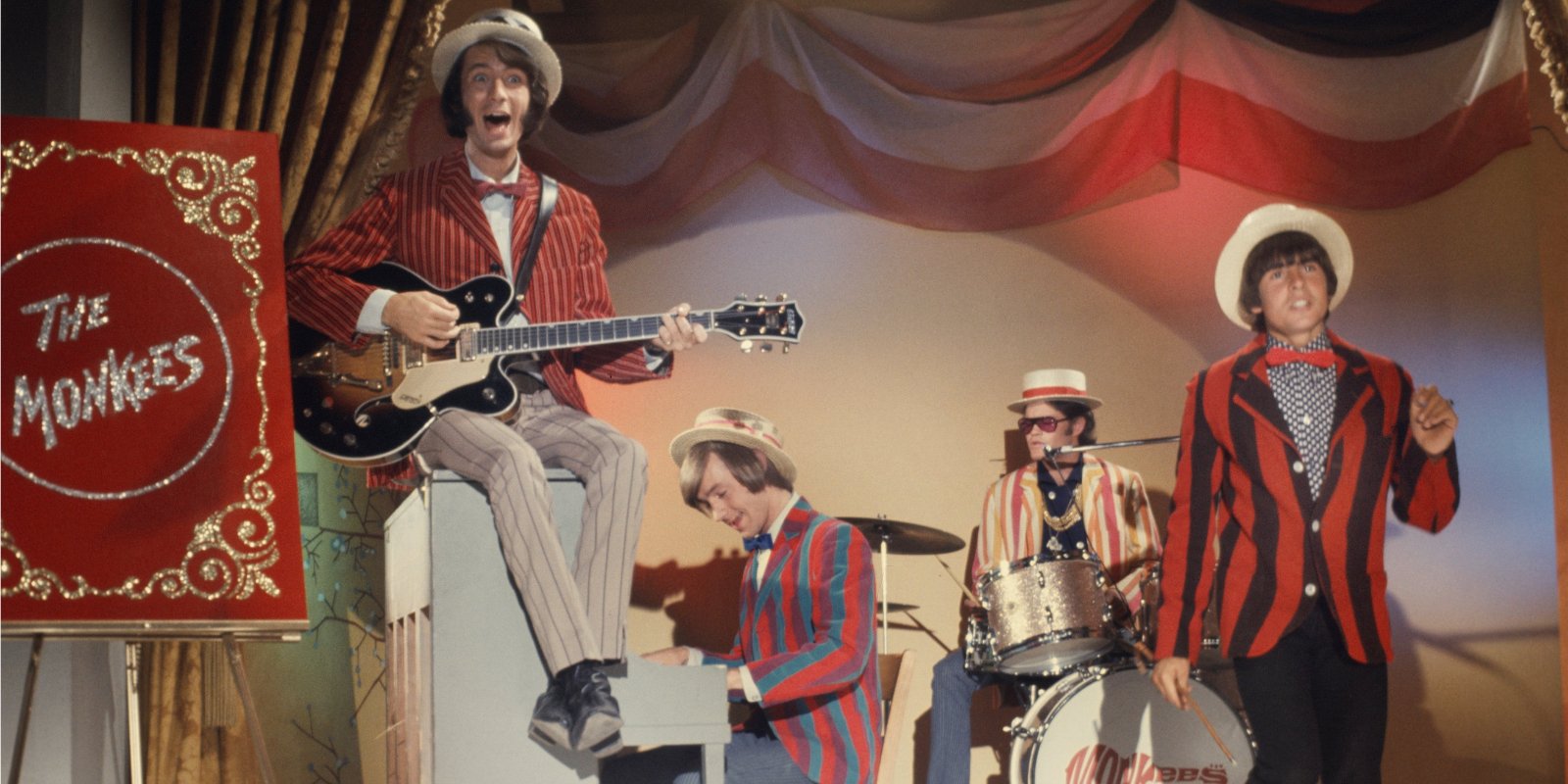 The Monkees cast includes Mike Nesmith, Peter Tork, Micky Dolenz, and Davy Jones.