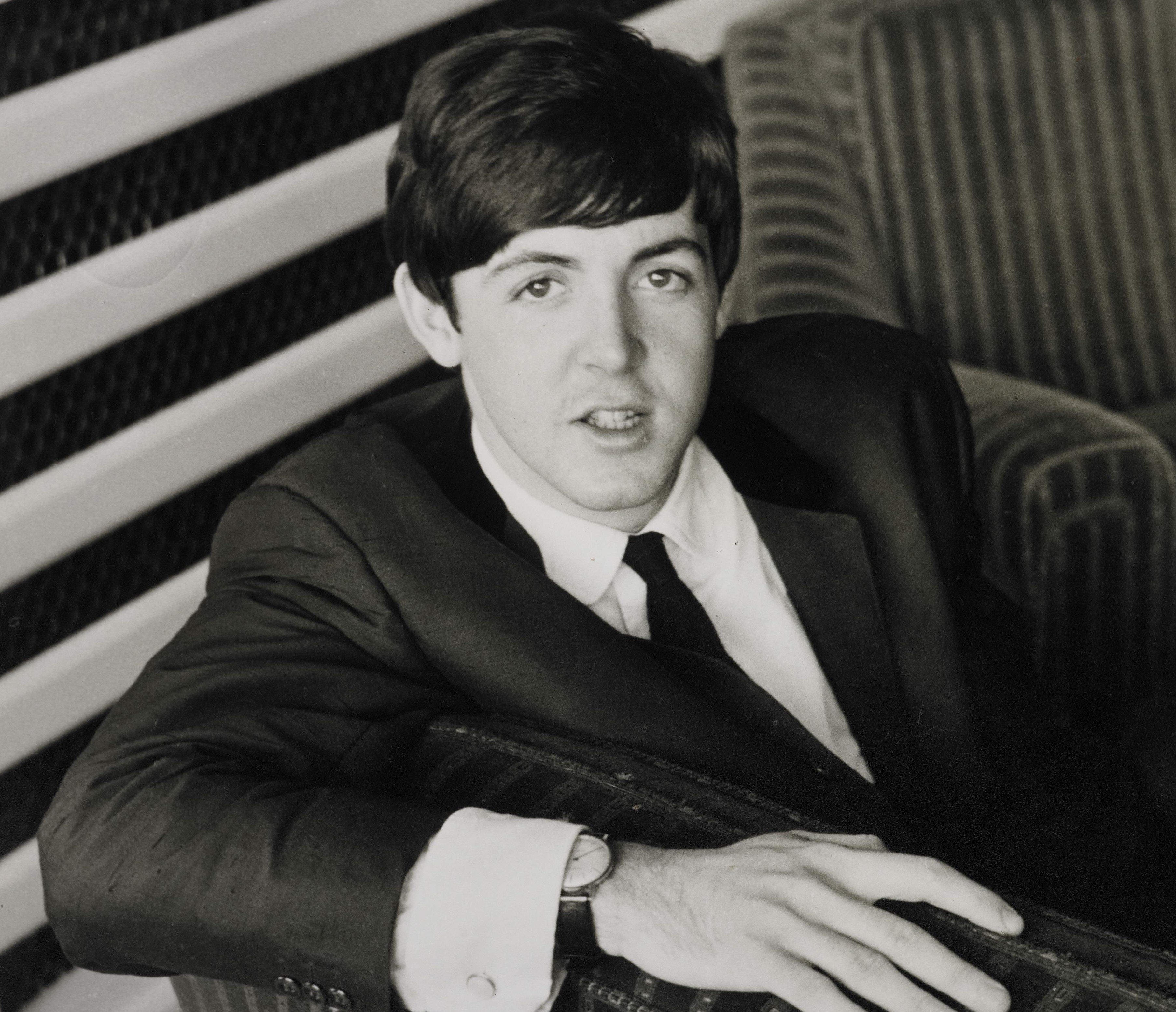 The Beatles' Paul McCartney in black-and-white