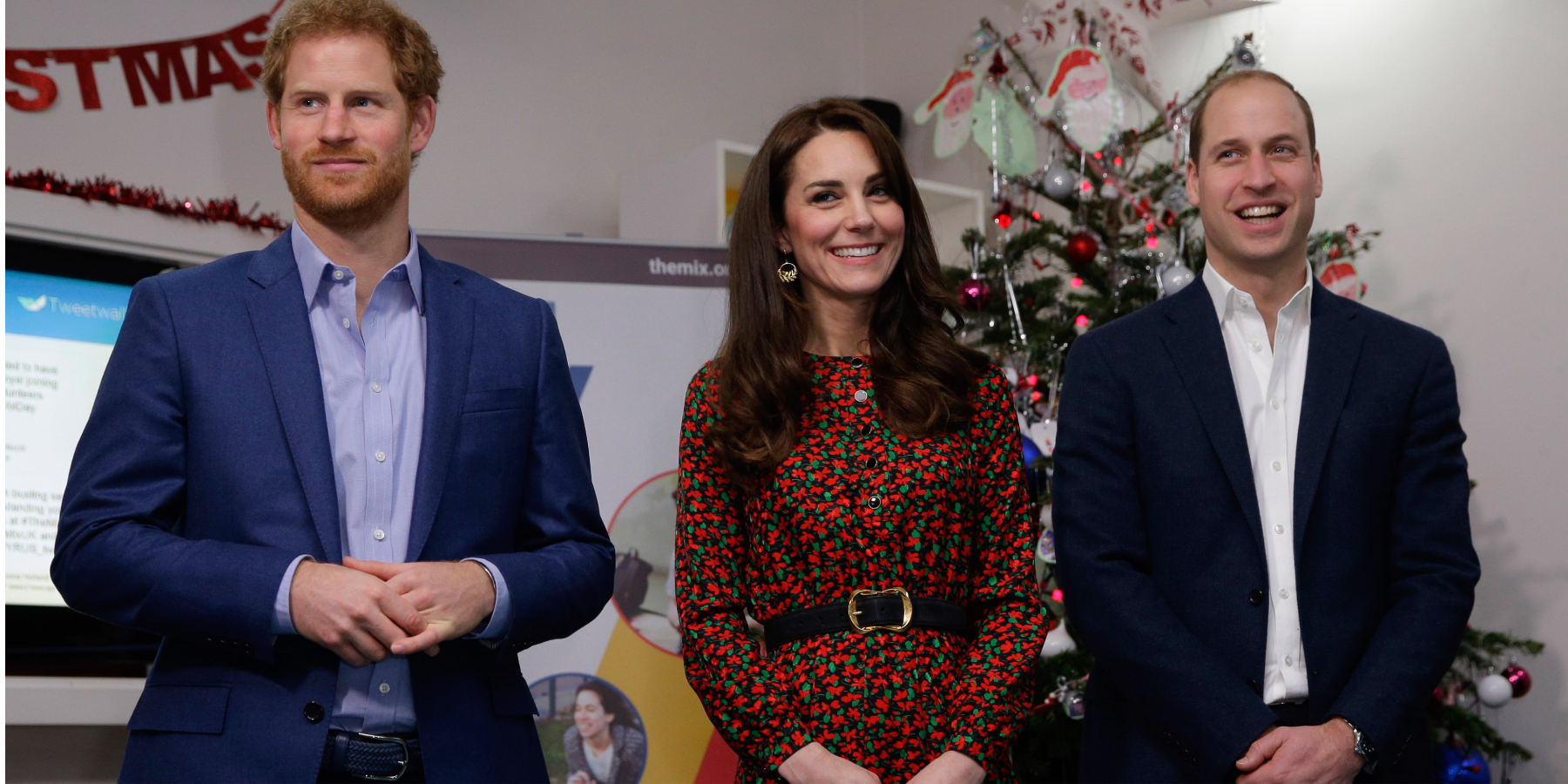 Prince Harry, Kate Middleton, and Prince William pose for a photograph on December 19, 2016 in London, England