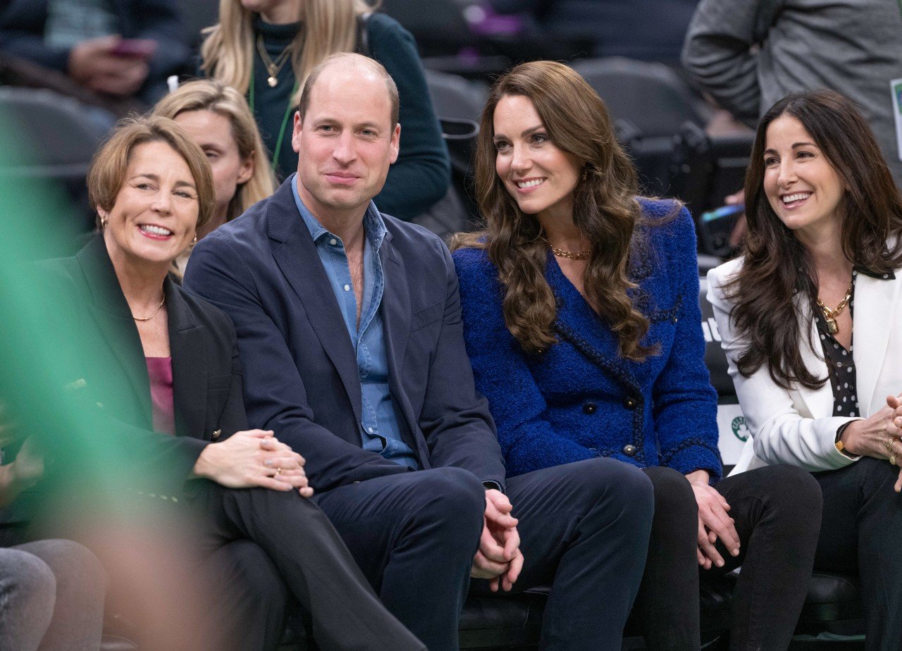 Prince William and Kate Middleton attend the Boston Celtics game.