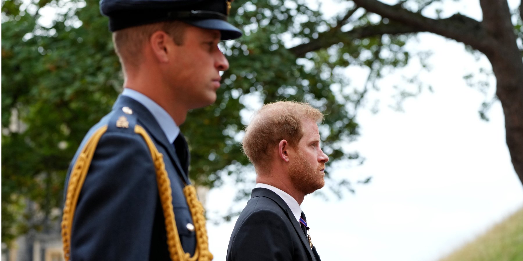 Prince William and Prince Harry at Queen Elizabeth's funeral in September 2022.