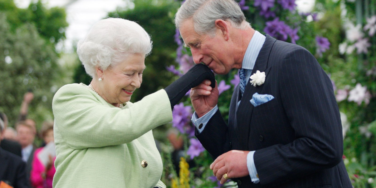 Queen Elizabeth and now-King Charles III he Chelsea Flower Show on May 18, 2009 in London.