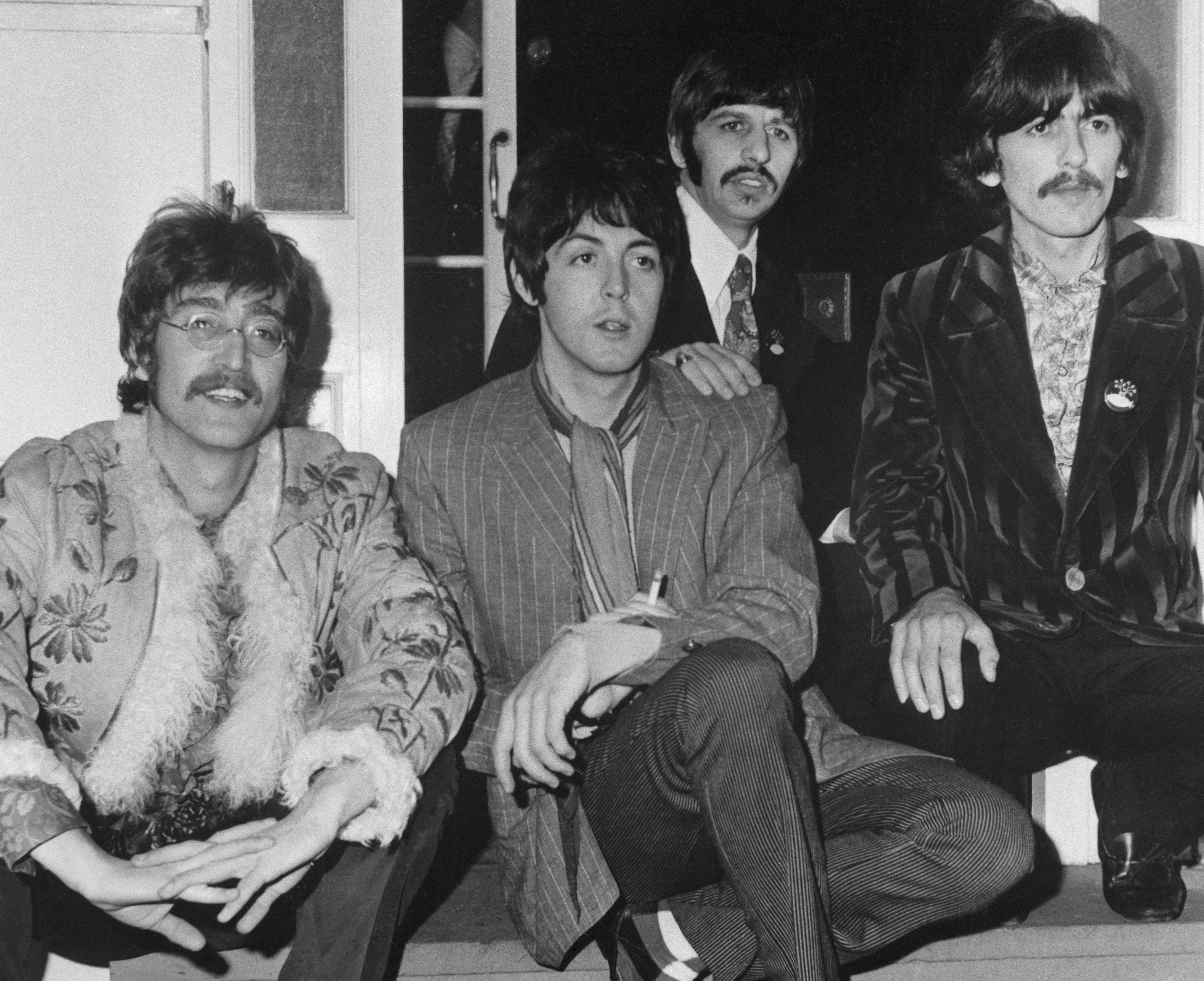 The Beatles in black-and-white during the "Get Back" era