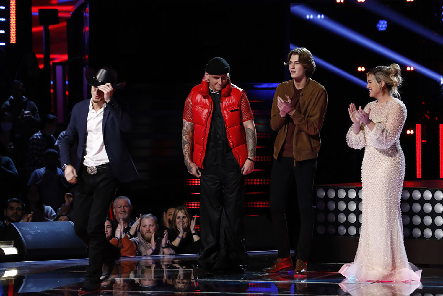 Bryce Leatherwood, Bodie, Brayden Lape, and Morgan Myles, who made it to the Top 5 on The Voice 2022.