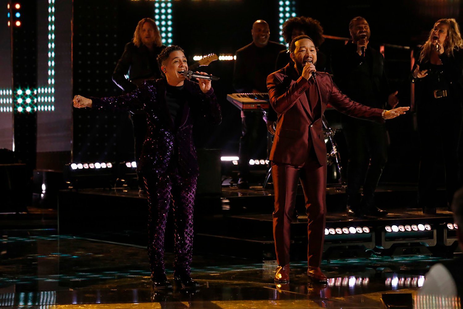 Omar Jose Cardona and John Legend perform on The Voice Season 22 Finale Part 2 before the winner is announced.