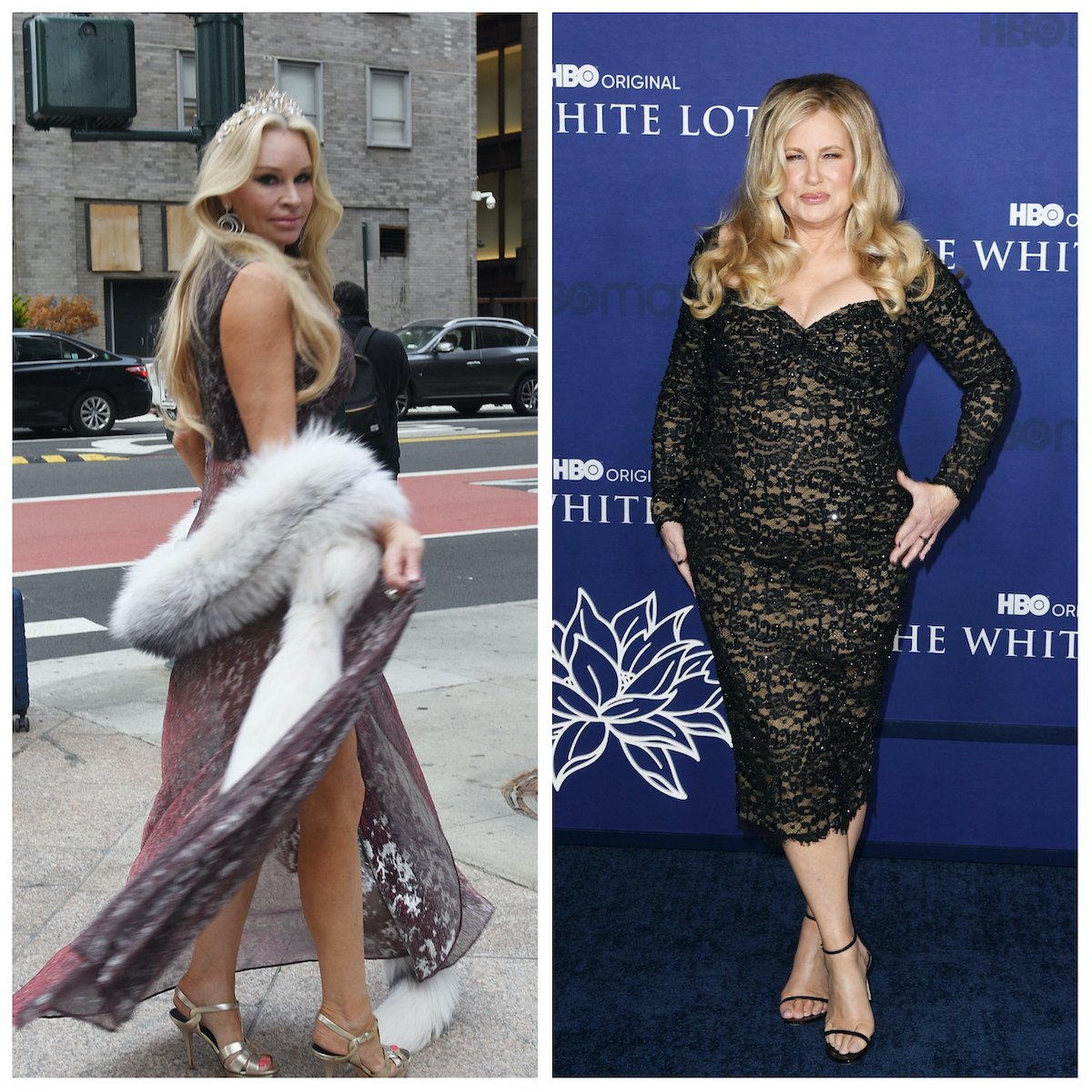 Jackie Siegel poses for an event and Jennifer Coolidge from 'The White Lotus 2' poses on the red carpet.
