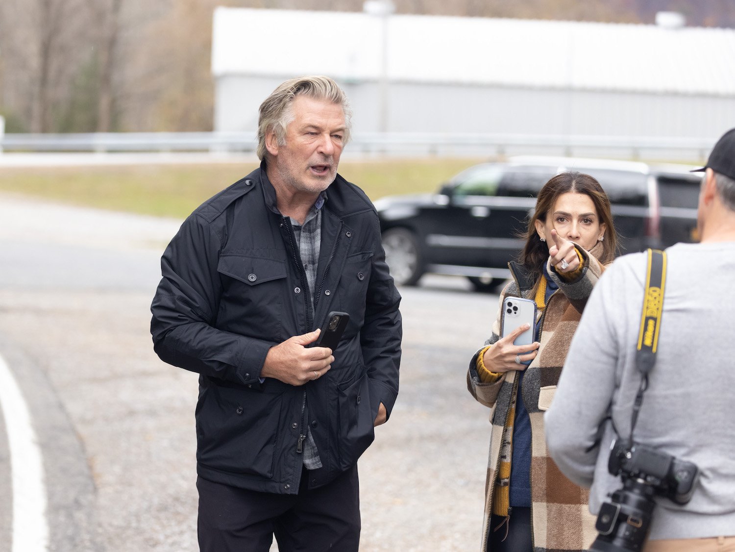 Alec Baldwin and Hilaria Baldwin speaking to reporters after the 'Rust' movie death that could send Baldwin to prison.