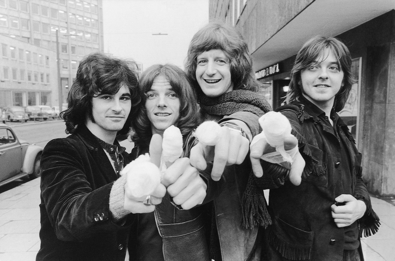 Badfinger pointing their fingers in 1970.