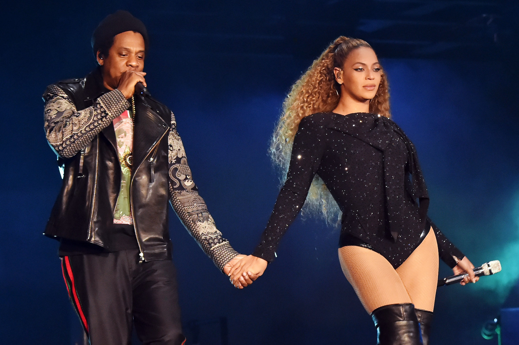 Jay-Z and Beyoncé, who had their wedding in 2008, on stage together in 2018