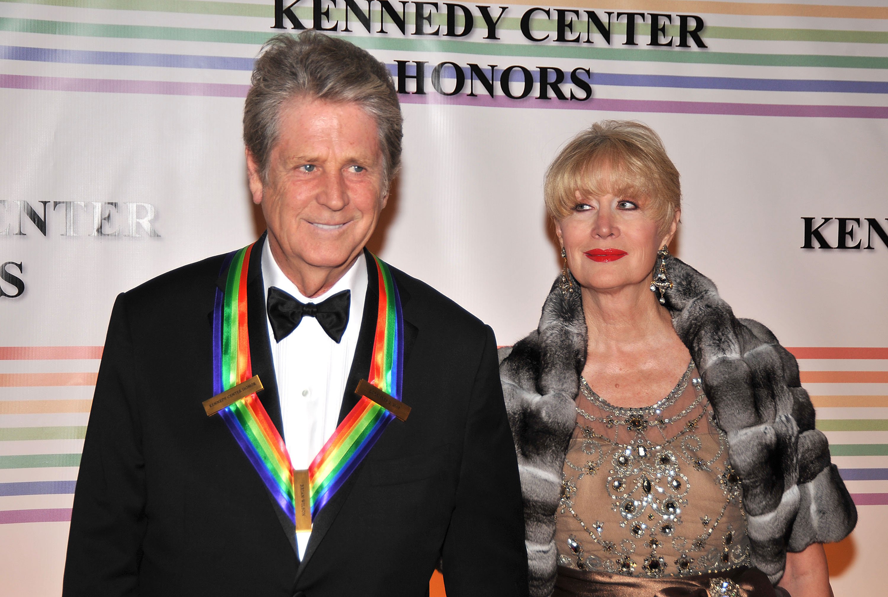 Musician Brian Wilson, honoree, and wife Melinda arriving at The 30th Kennedy Center Honors