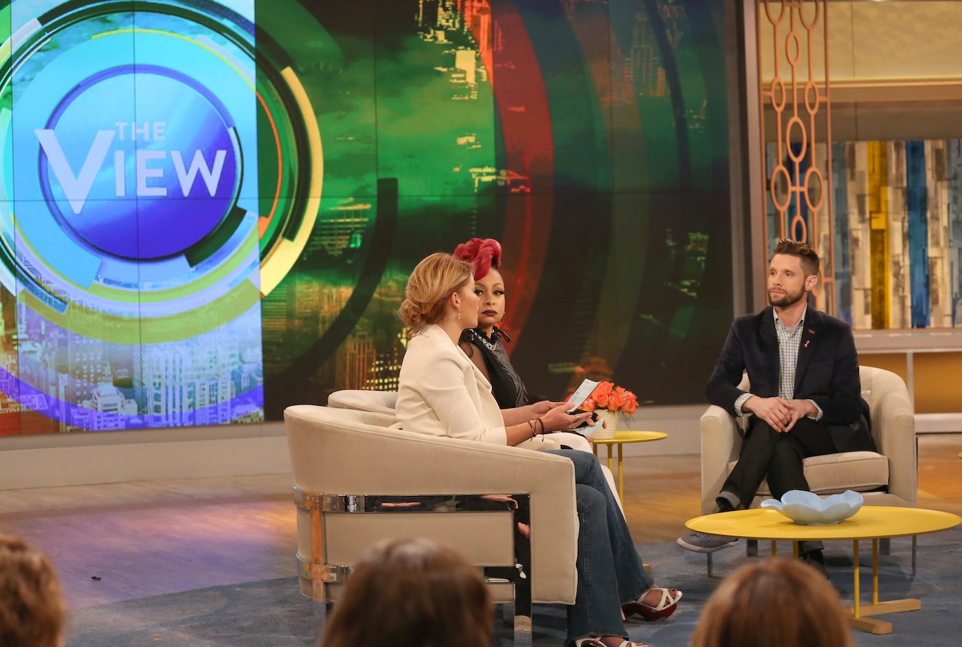 Danny Pintauro sits in front of Candace Cameron Bure, and Raven-Symoné on 'The View'