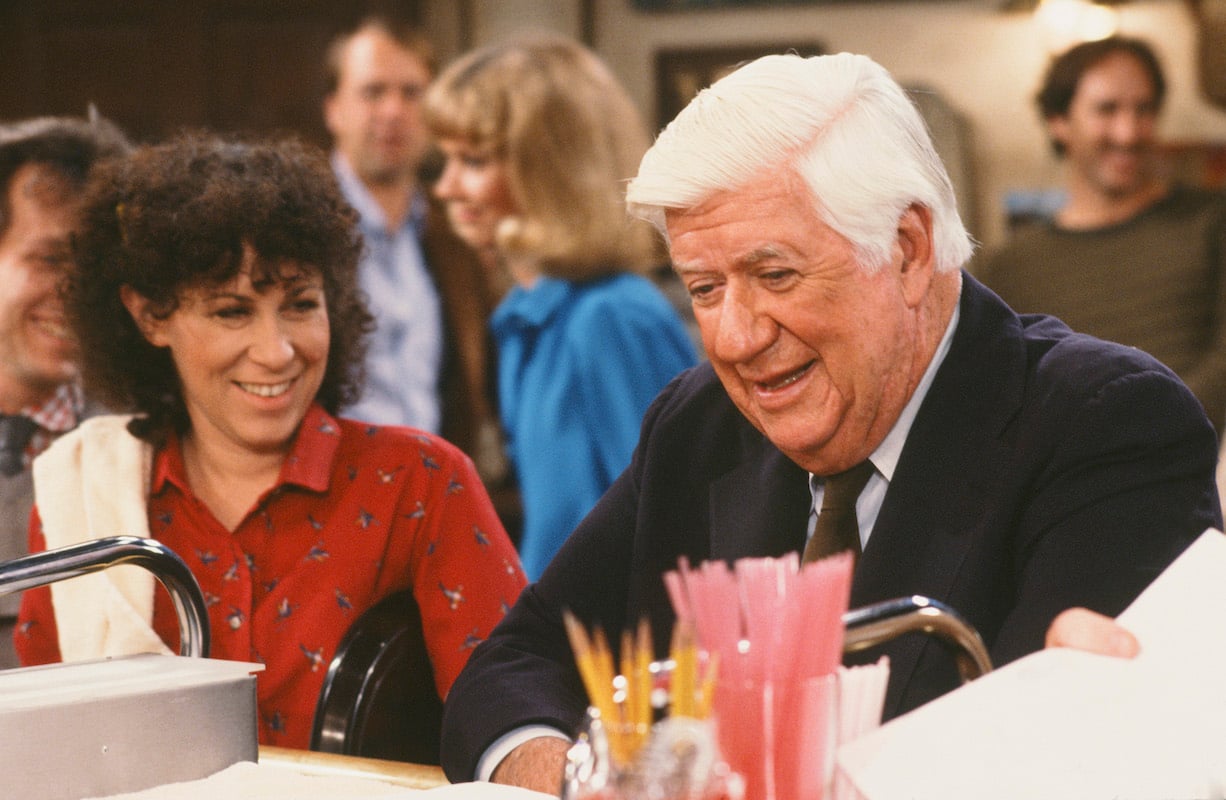 'Cheers' guest star Tip O'Neill sits at the bar next to Carla (Rhea Perlman)