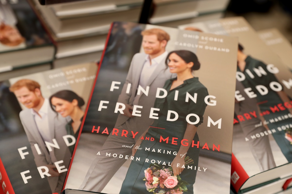 Copies of 'Finding Freedom' are stacked up at a store in London