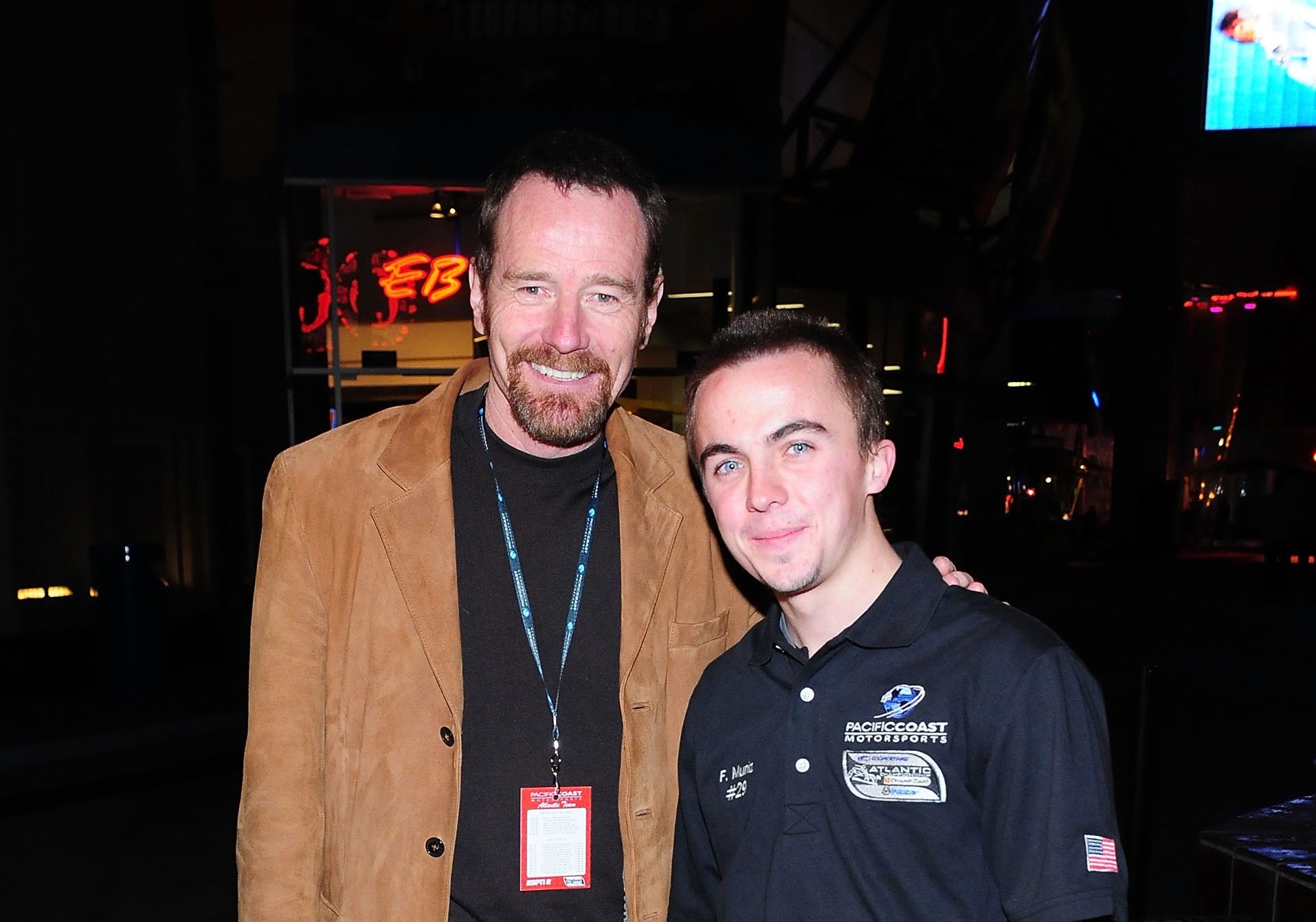 Bryan Cranston poses for a photo with Frankie Muniz at a press conference for Muniz' racing team, Pacific Coast Motor Sports in 2008. Muniz and Cranston have both expressed interested in a 'Malcolm in the Middle' reunion