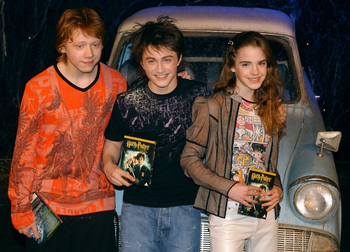 The stars of Harry Potter and the Chamber of Secrets, Rupert Grint, Daniel Radcliffe and Emma Watson, in 2003