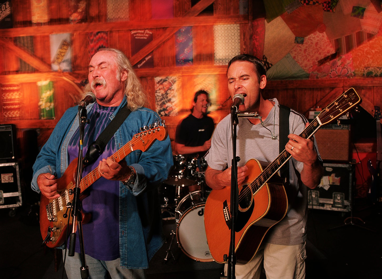 David Crosby and his son, James Raymond, playing guitar and singing together