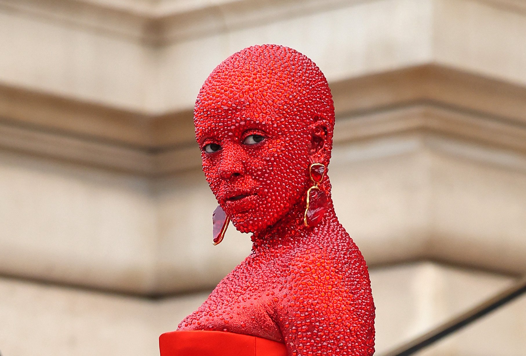 Doja Cat in a red crystallized look