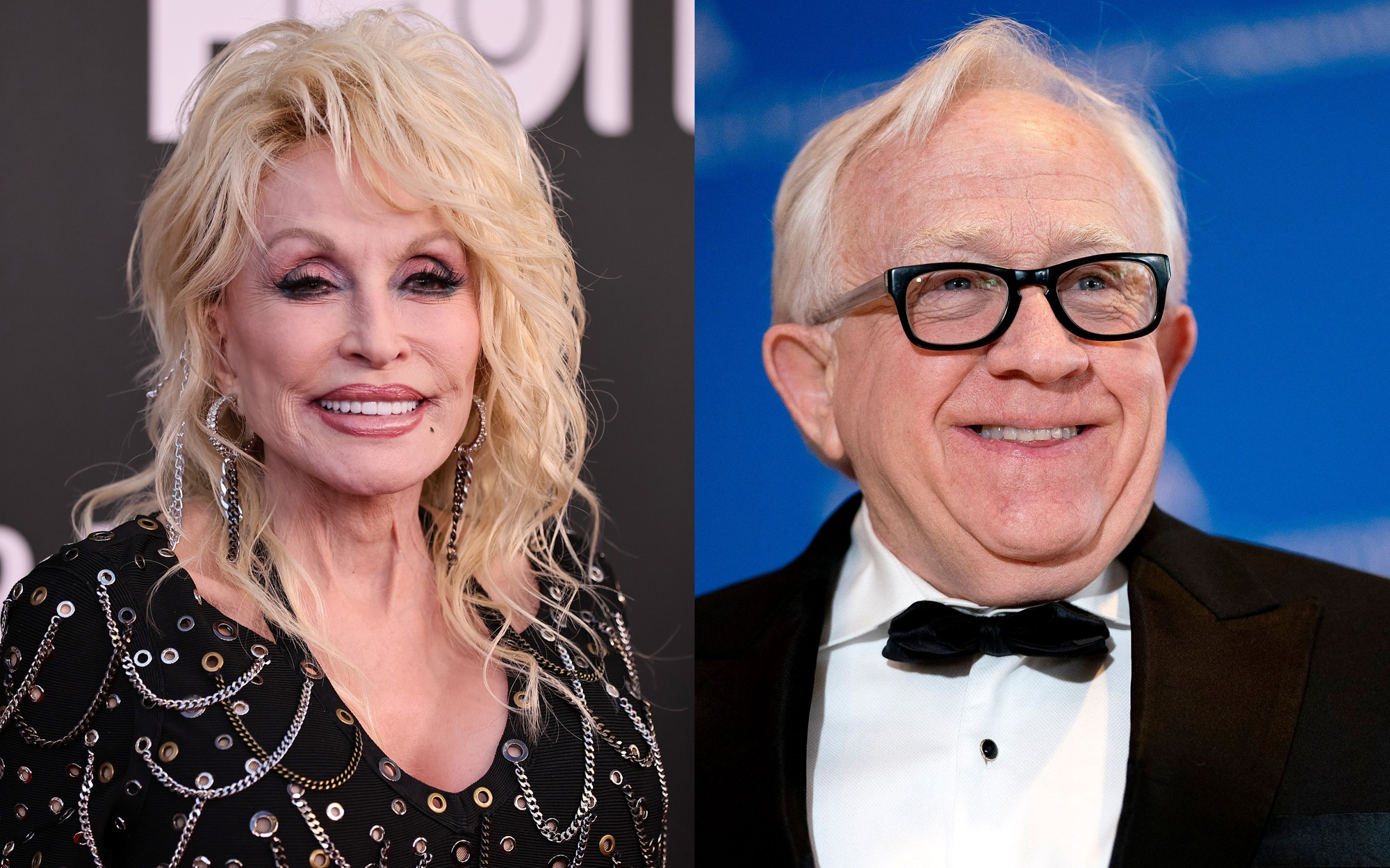 A joined photo of Dolly Parton and Leslie Jordan