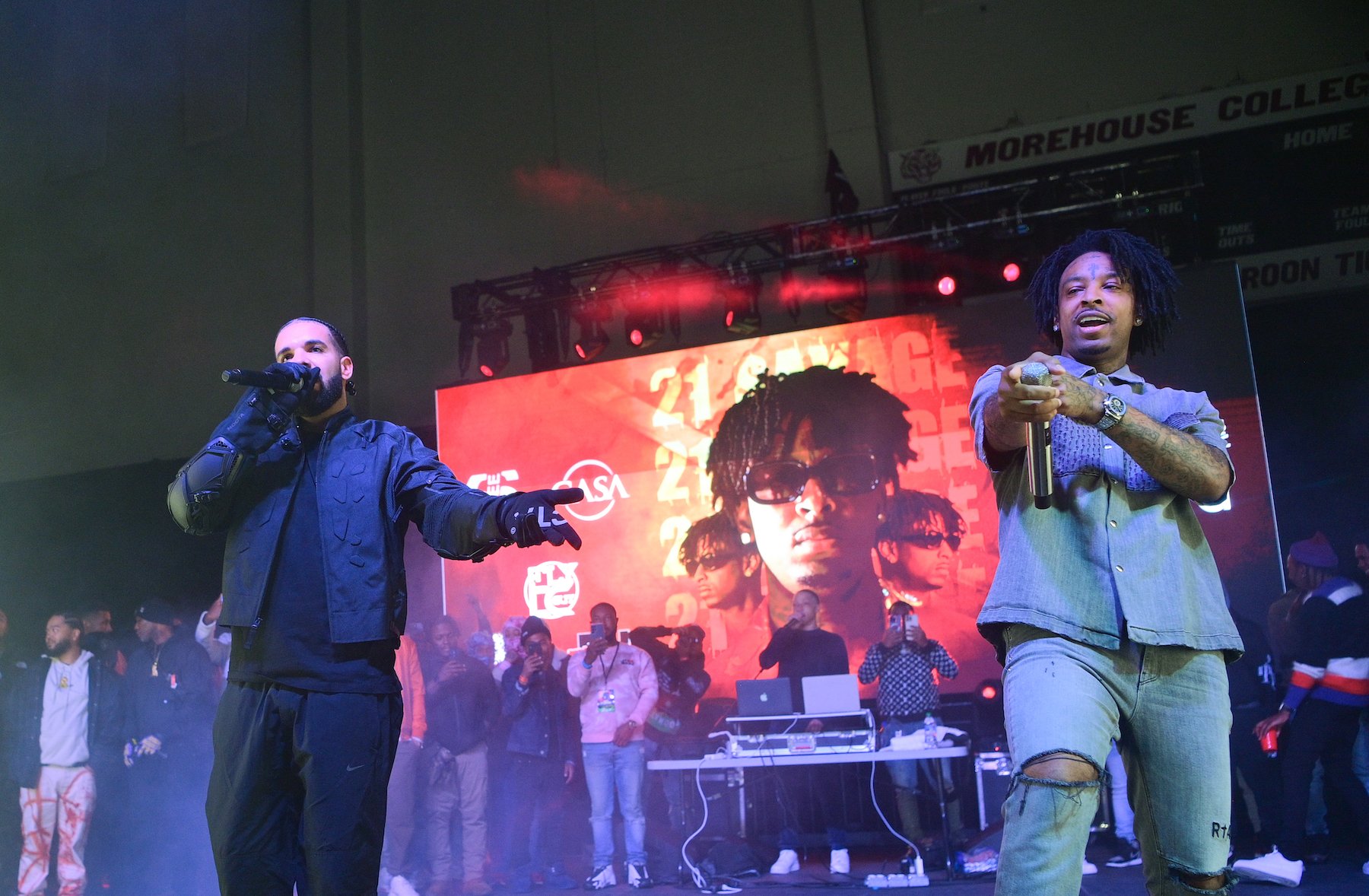 Drake and 21 Savage performing together