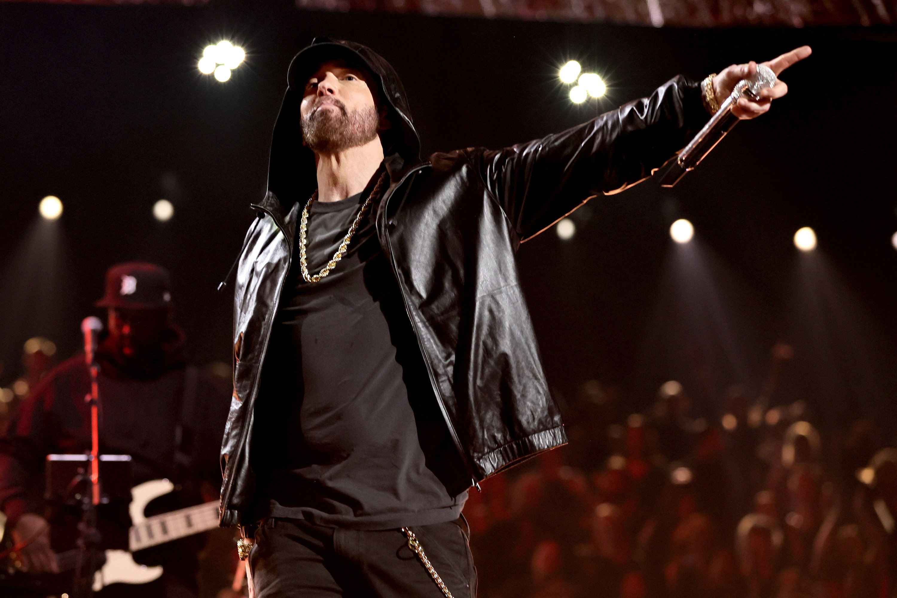Eminem performs at the 37th annual Rock and Roll Hall of Fame Induction Ceremony in Los Angeles, California