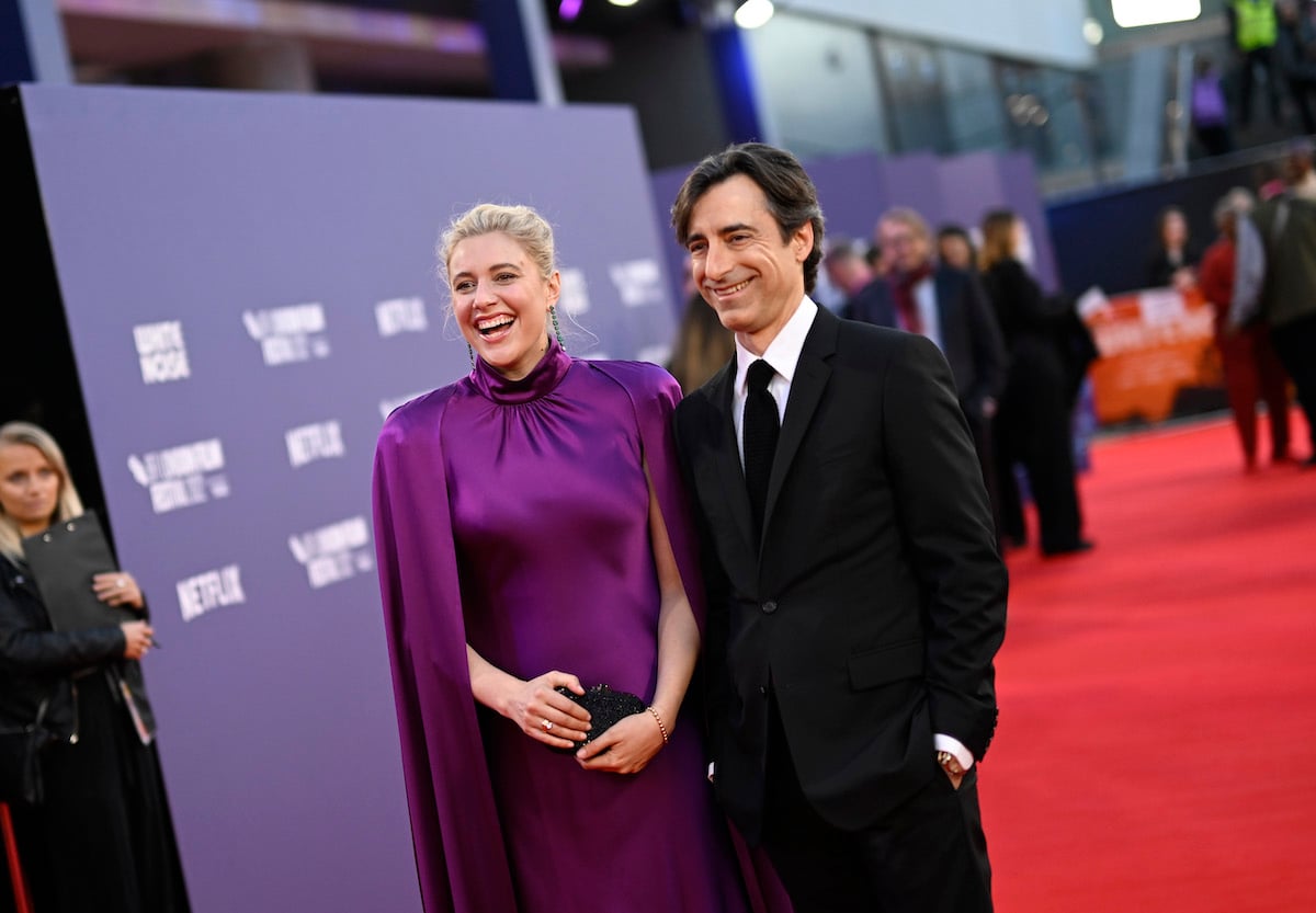Couple Greta Gerwig and Noah Baumbach attend the "White Noise" UK premiere in formalwear