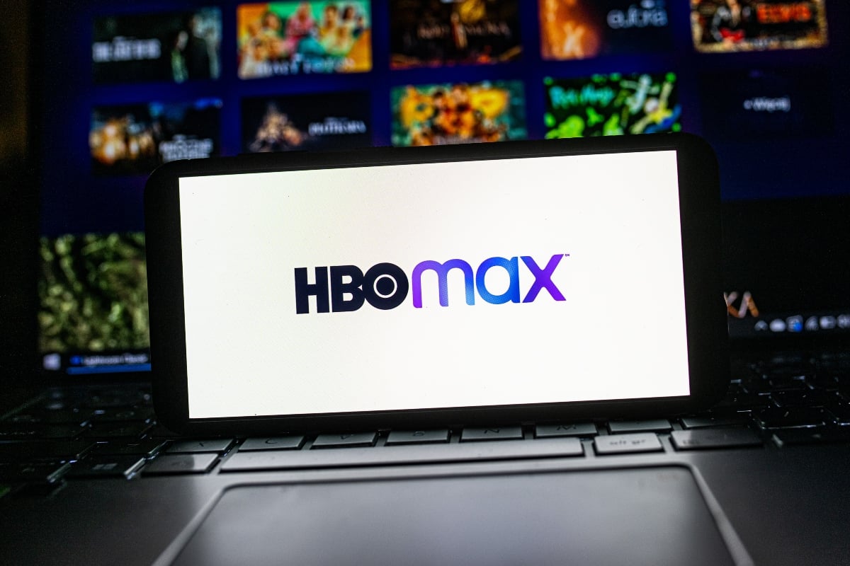 A photo of HBO Max logo on laptop screen HBO Max Logo.