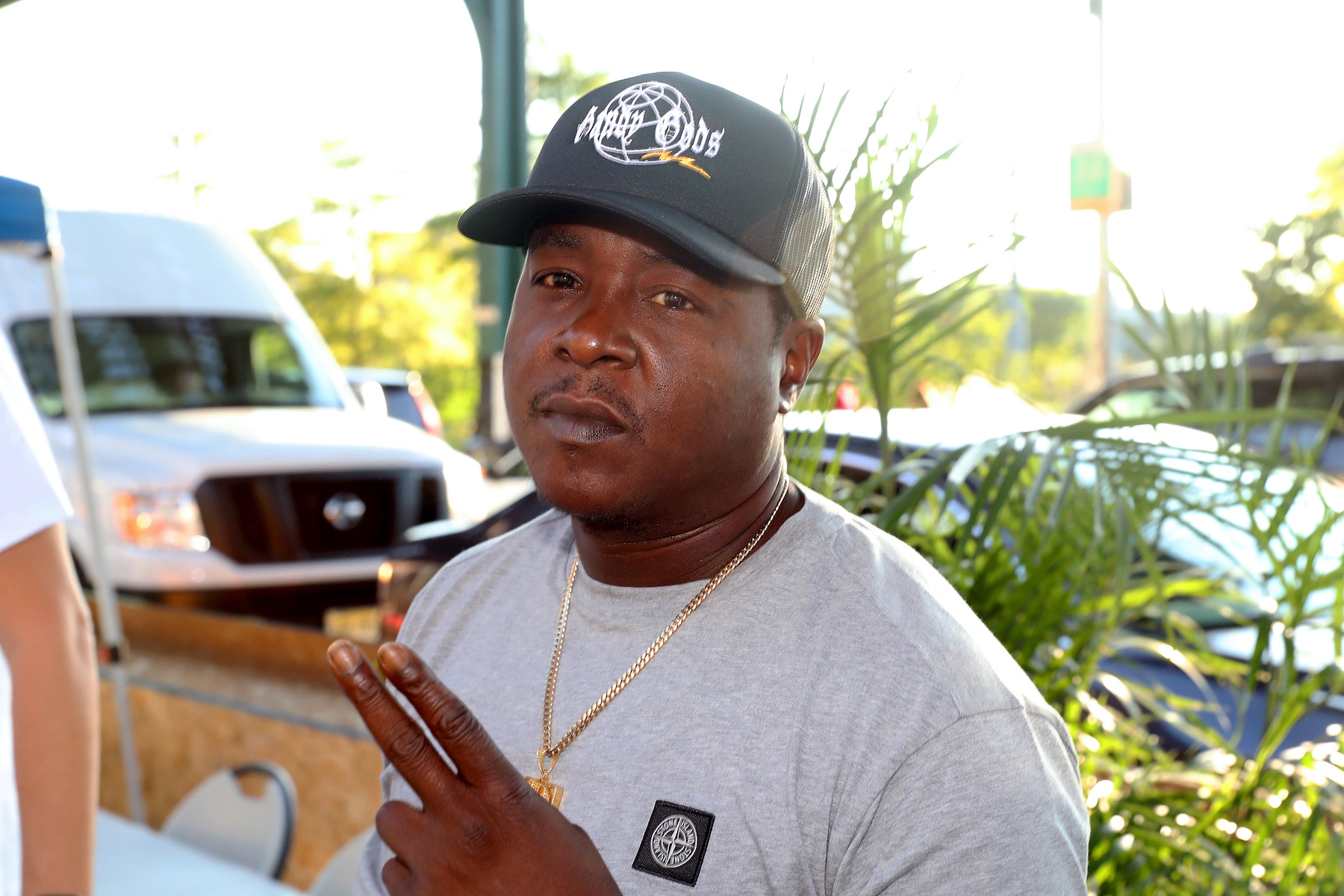 Jadakiss, who worked with The Notorious B.I.G.' on the song Last Day, posing for a photo in a grey shirt