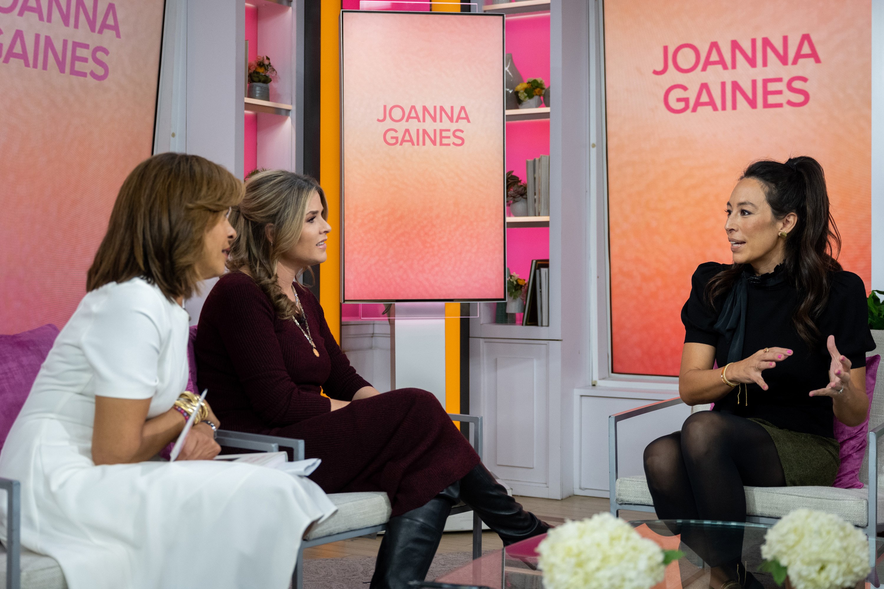 Joanna Gaines talks to Hoda Kotb and Jenna Bush Hager on the Today show.