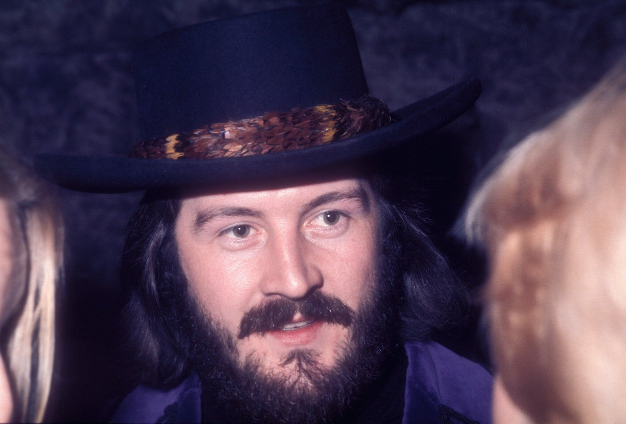 Led Zeppelin John Bonham attends a Swan Song Records party at Chislehurst Caves in 1974.