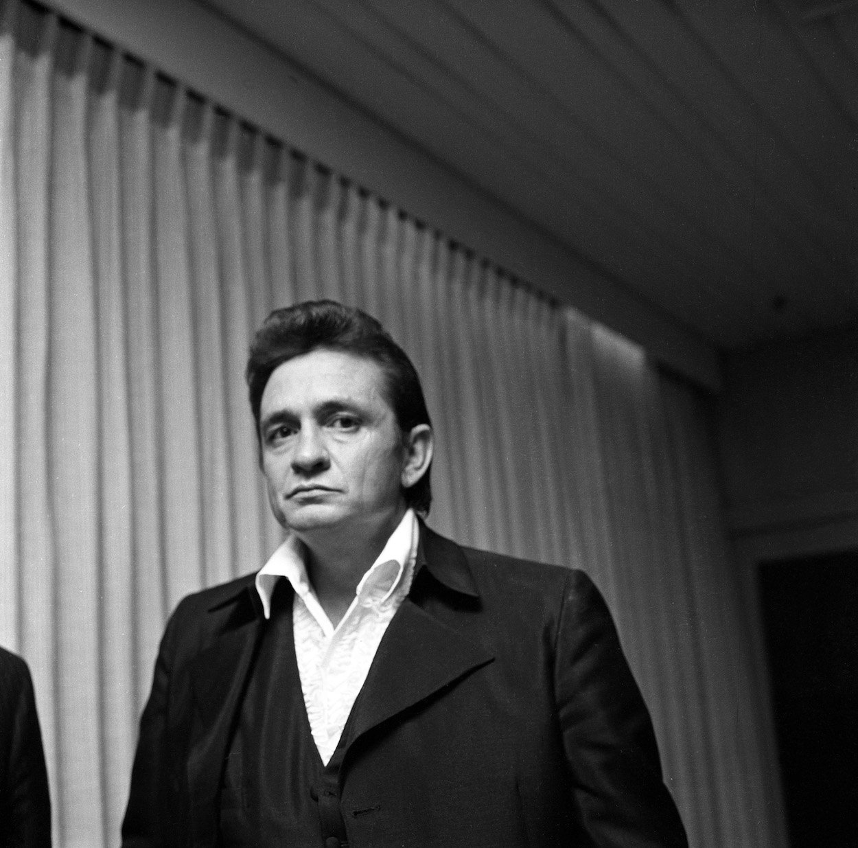 Johnny Cash backstage at an event in Los Angeles in December 1970.