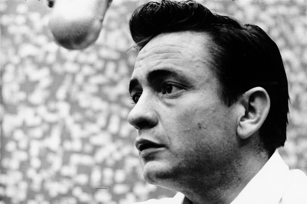 Johnny Cash recording at Columbia Studios in Los Angeles in June 1961.