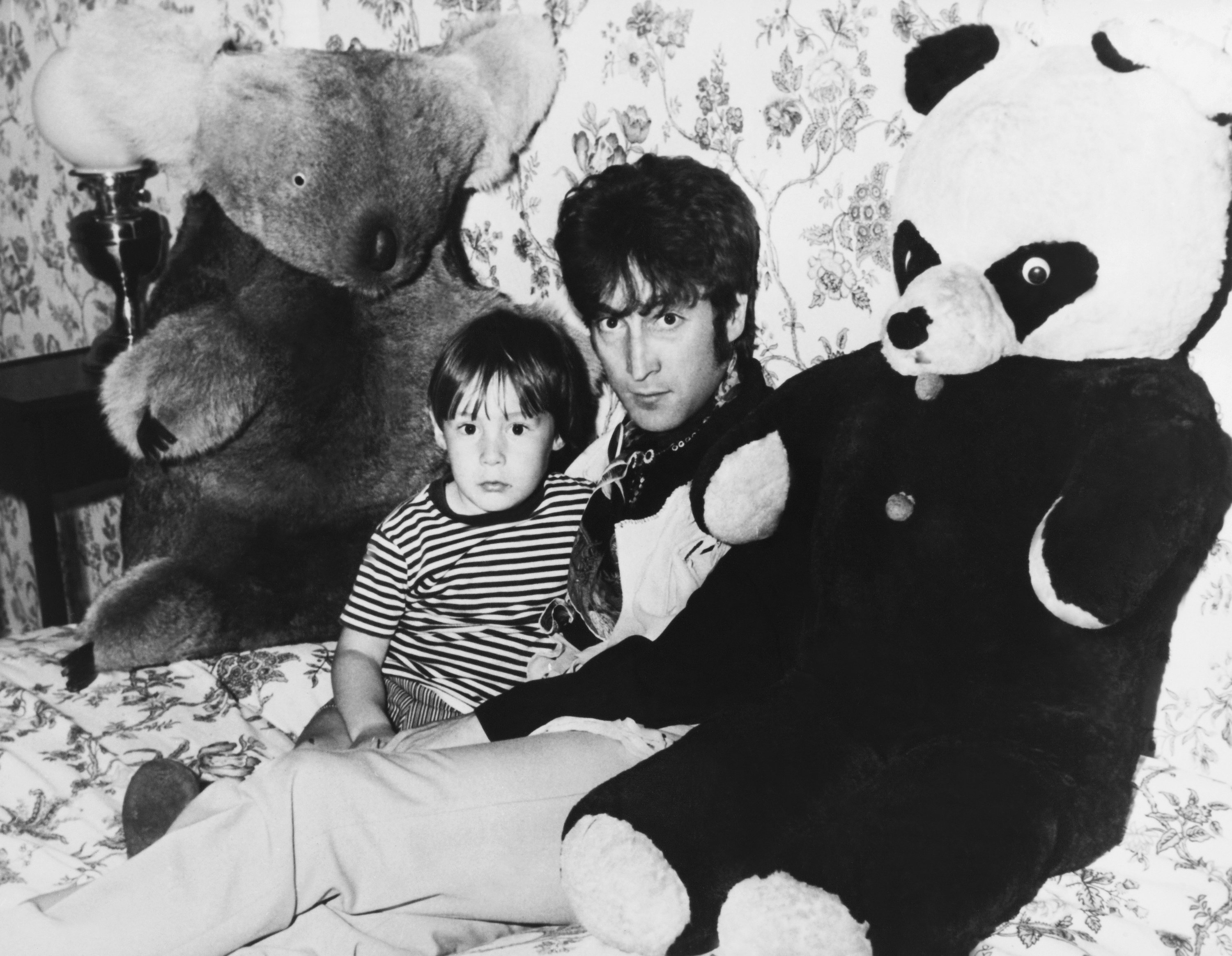 The Beatles' John Lennon And His Son Julian On 1968