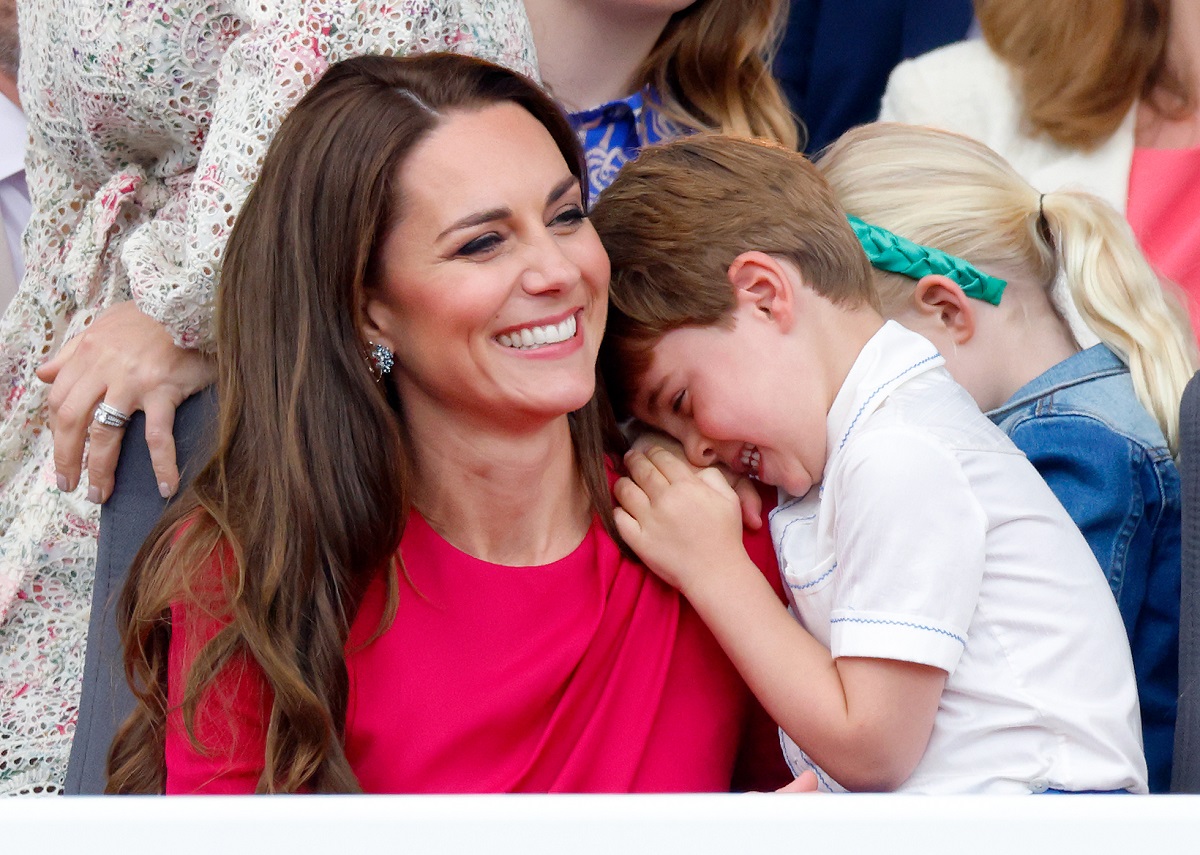 Kate Middleton and Prince Louis laughing as they attend the Platinum Pageant
