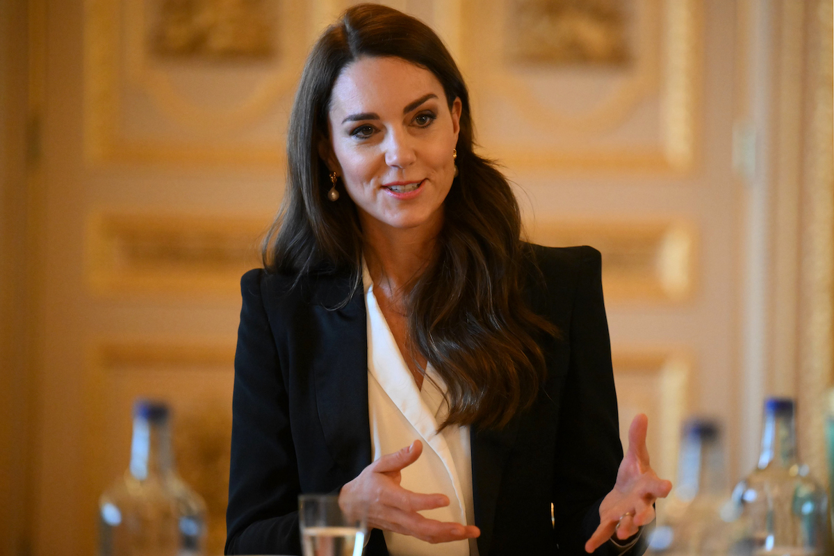 Kate Middleton speaks during a panel discussion with experts on early childhood development at Windsor Castle