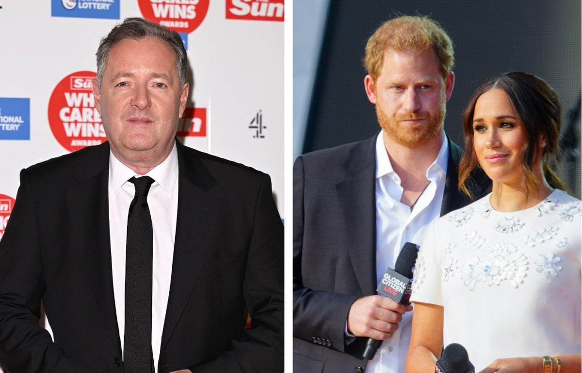 (L) Piers Morgan at the Sun Awards, (R) Prince Harry and Meghan Markle at Global Citizen's Live event