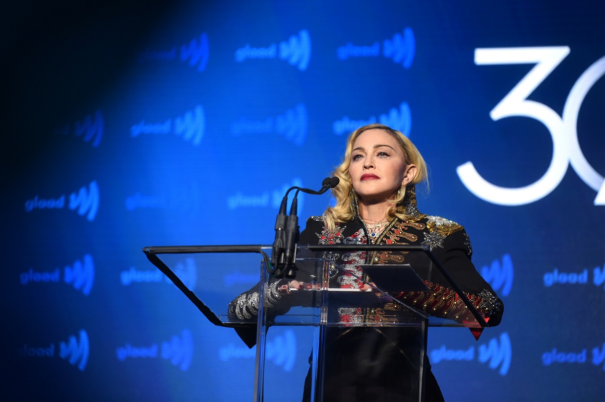 Madonna on stage at the GLAAD awards.