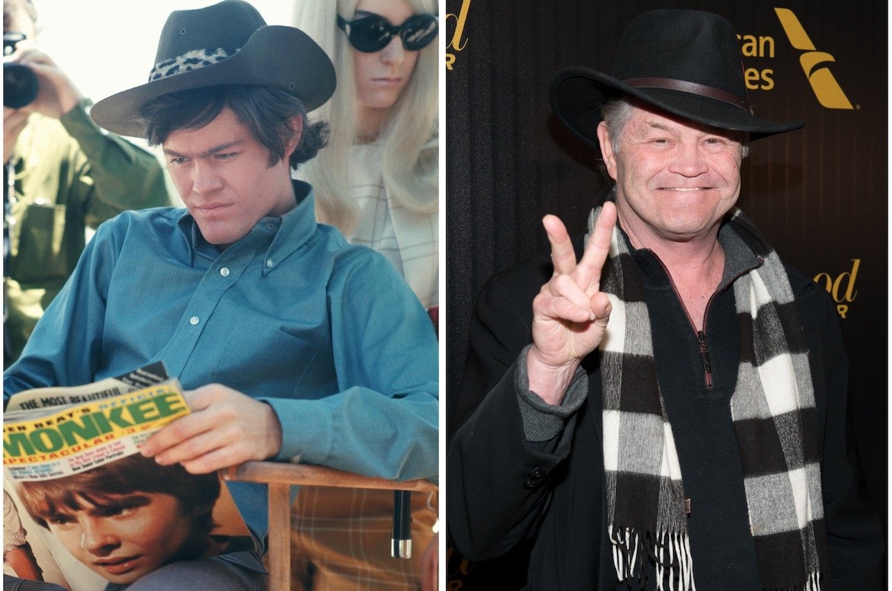 (L) Mickey Dolenz catches up on his reading on the set of the television show 'The Monkees' in May 1967 in Los Angeles, California. (R) Micky Dolenz of The Monkees attends The Hollywood Reporter's 2016 35 Most Powerful People in Media at Four Seasons Restaurant on April 6, 2016, in New York City.