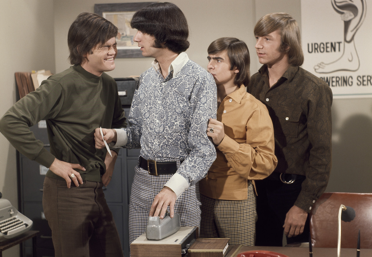 l-r) Micky Dolenz, Mike Nesmith, Davy Jones, and Peter Tork on 'The Monkees' c. 1966.