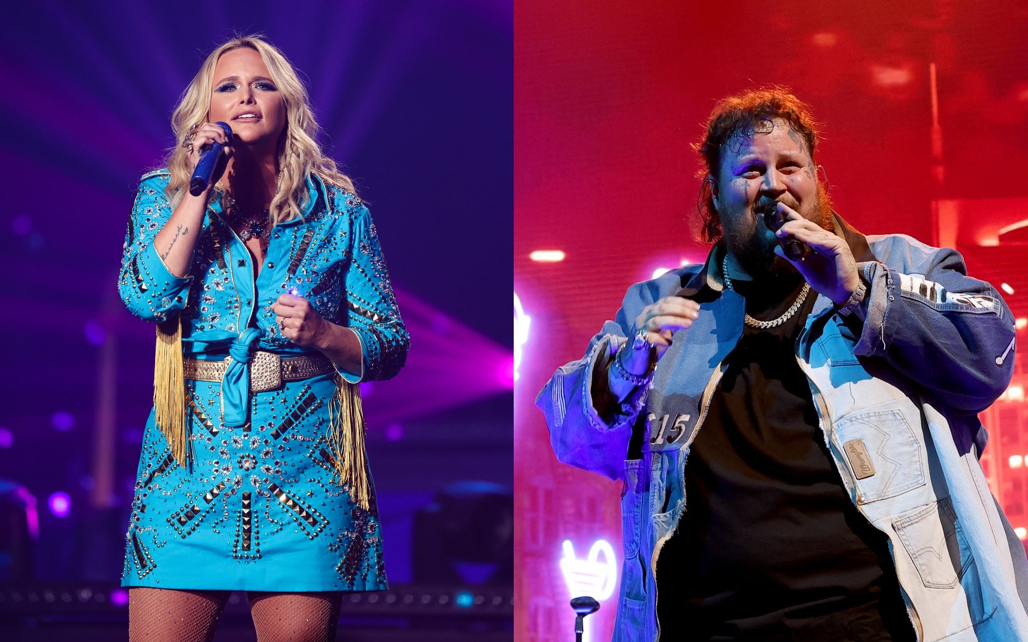 A joined photo of Miranda Lambert and Jelly Roll