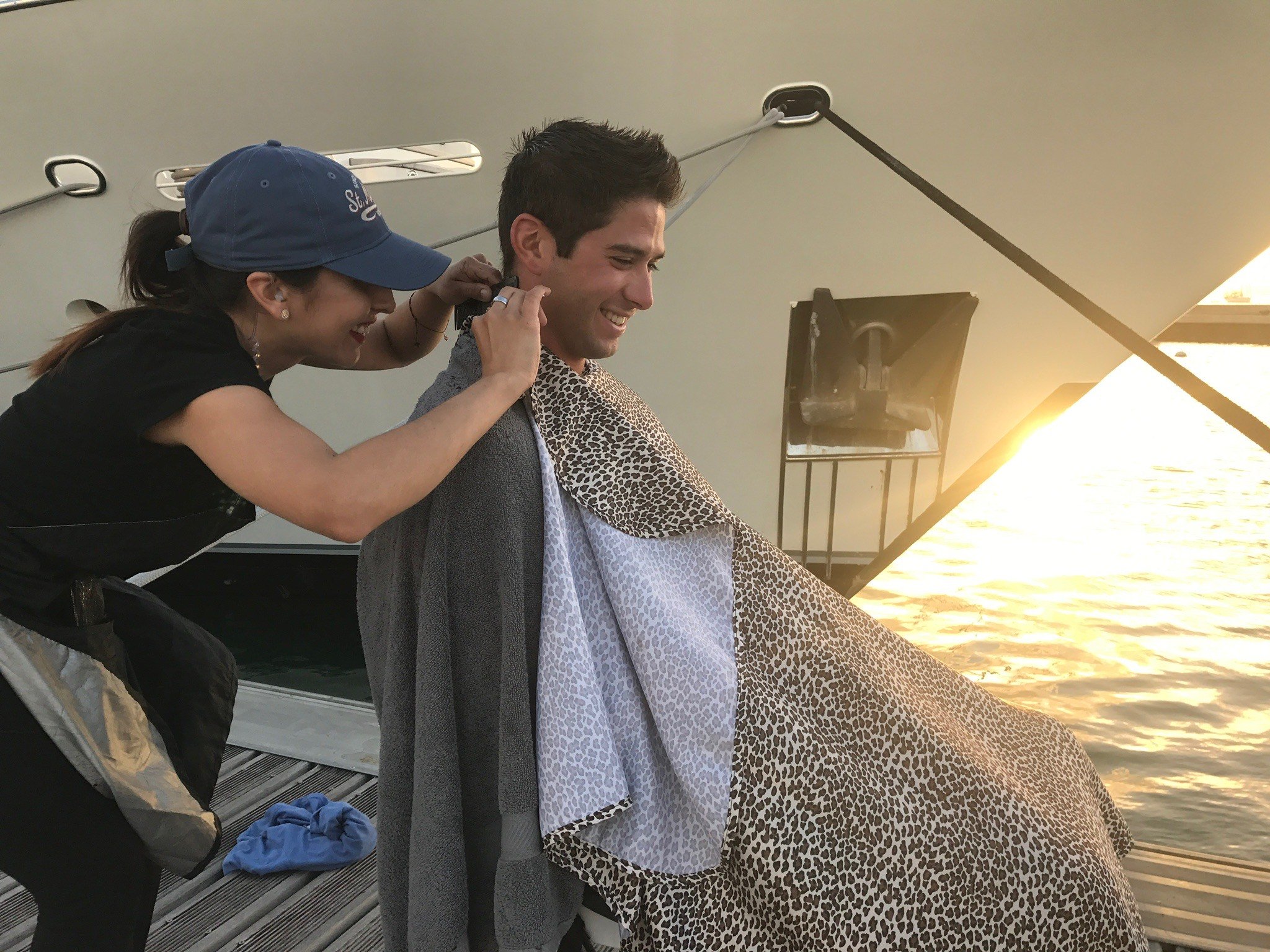 Natalie Castillo gives 'Below Deck' bosun Nico Scholly a haircut 