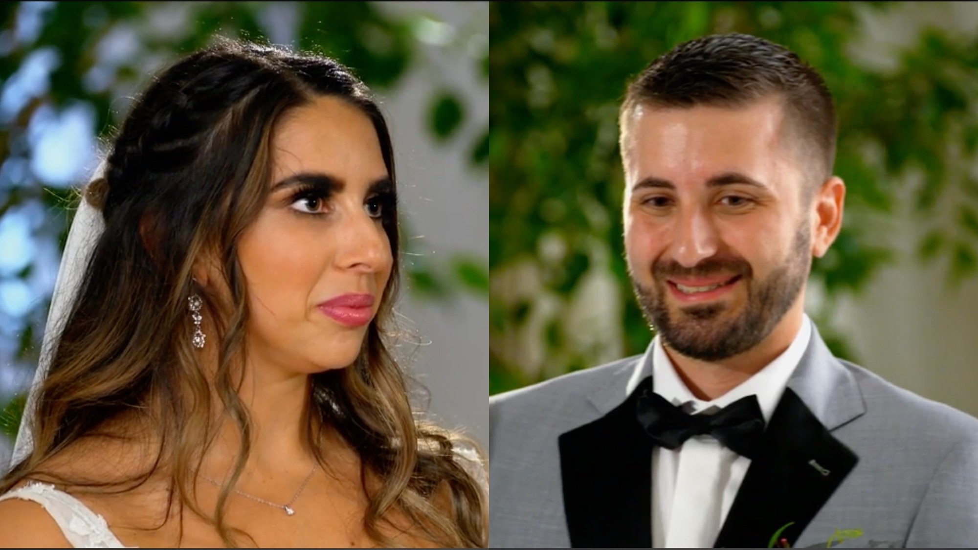 Side-by-side pictures of Nicole and Chris from season 16 of Lifetime's 'Married at First Sight.'