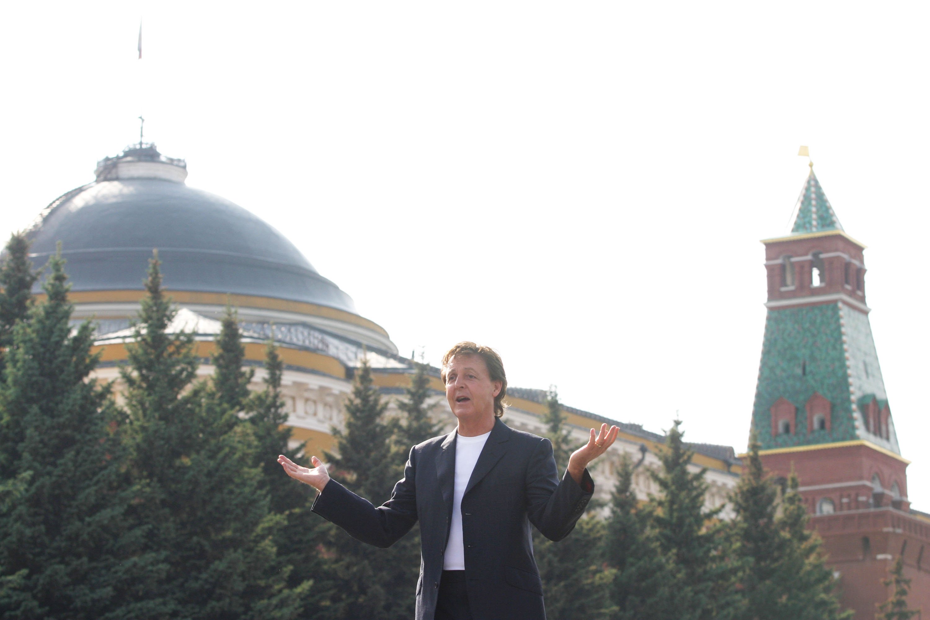 Paul McCartney in Russia before his first ever concert in Red Square in Moscow
