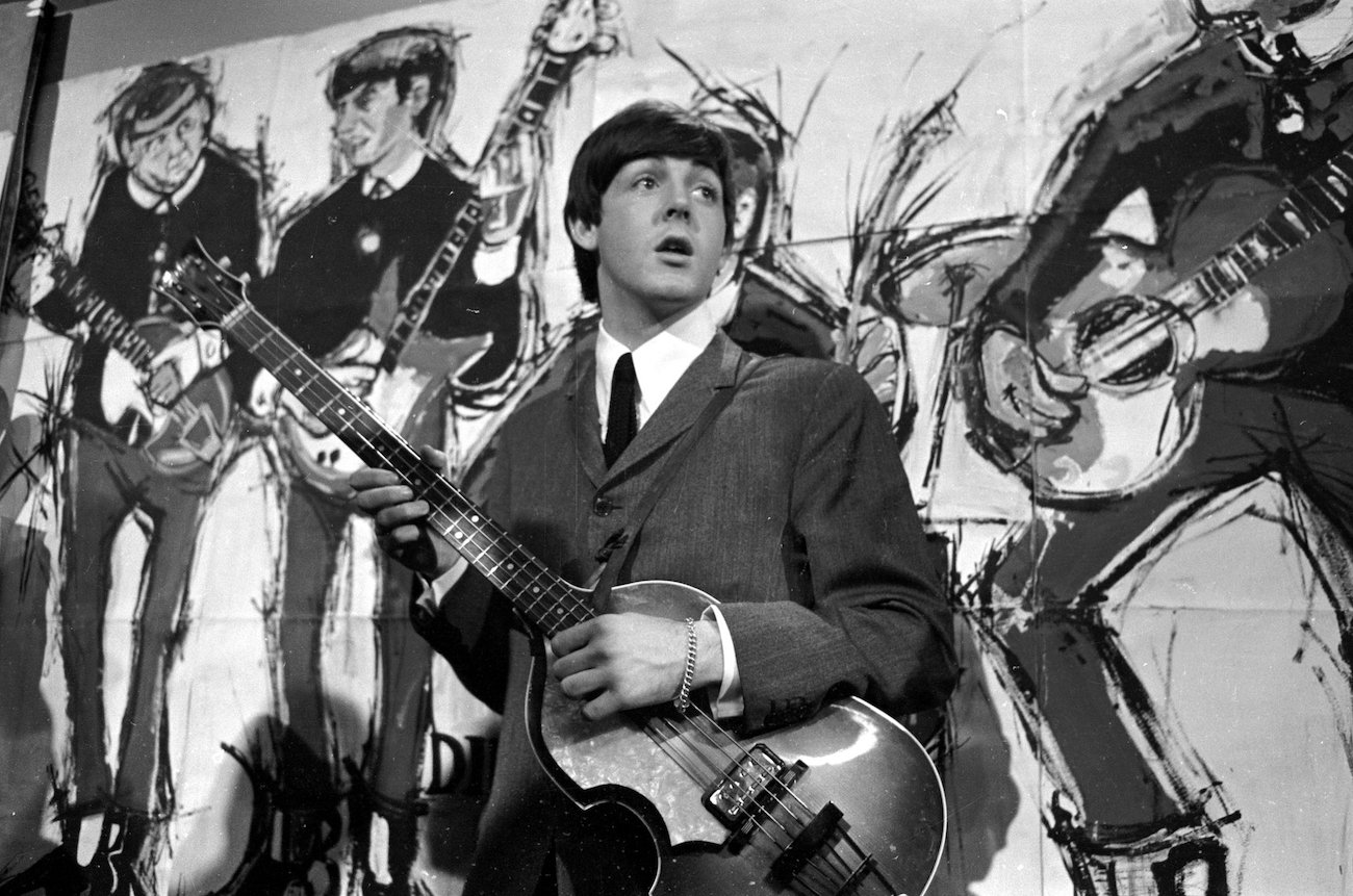Paul McCartney with The Beatles on 'Ready Steady Go' in 1964.