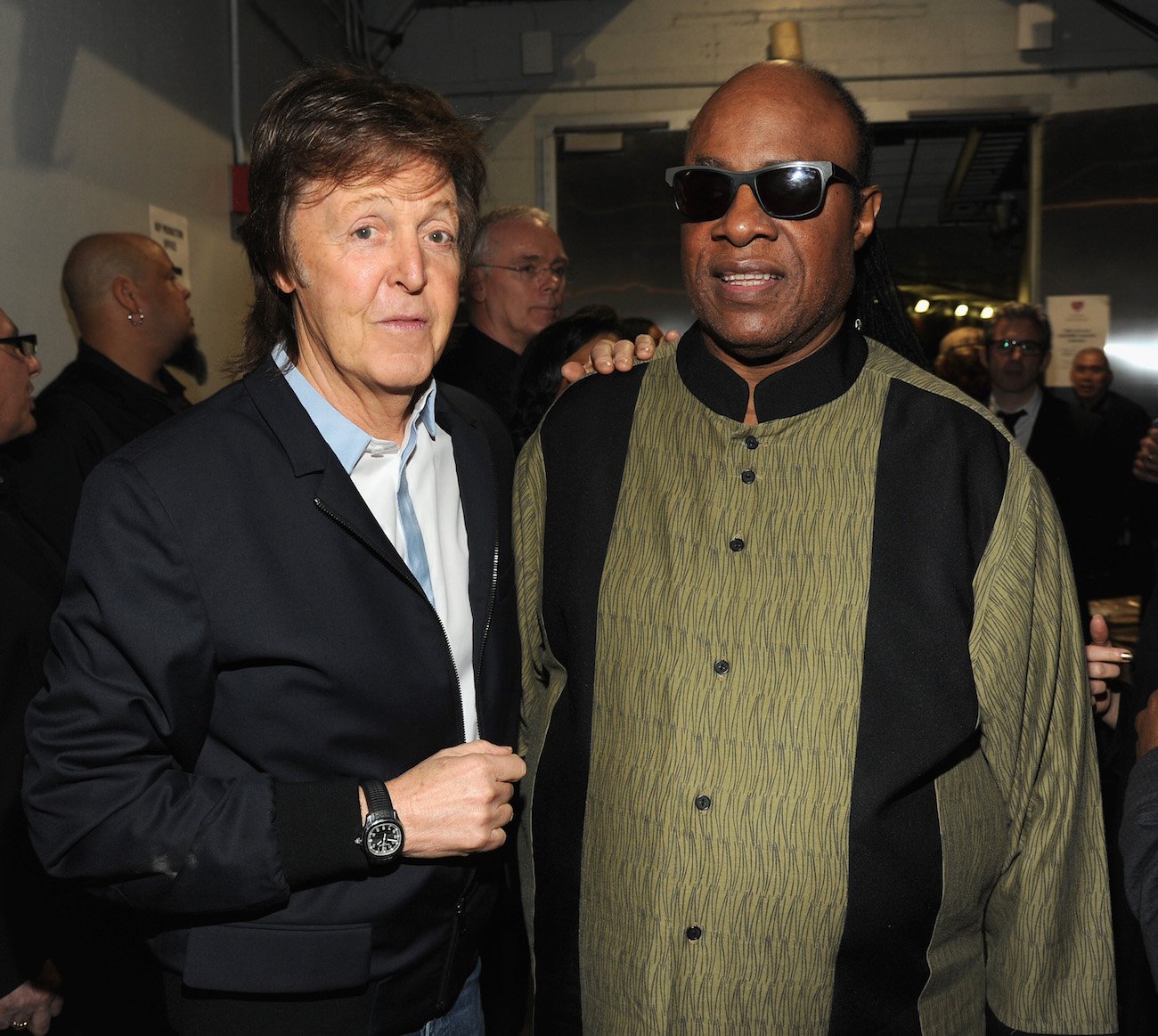 Paul McCartney and Stevie Wonder at the 2014 Grammy Awards.