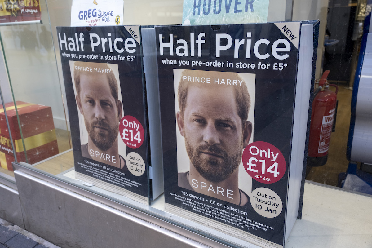 Prince Harry 'Spare' memoir, which should include certain topics, seen in a store window