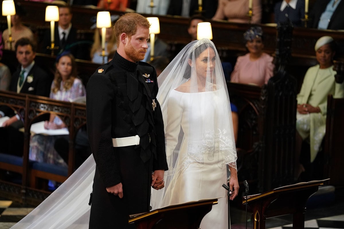 Prince Harry and Meghan Markle stand together in St. George's Chapel for their royal wedding