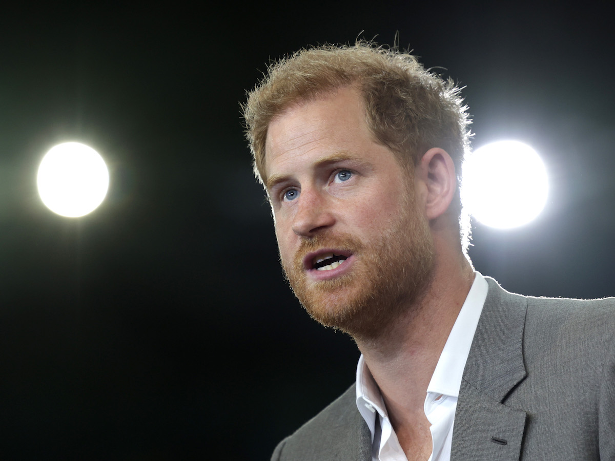 Prince Harry speaks at a 2022 event in Germany.
