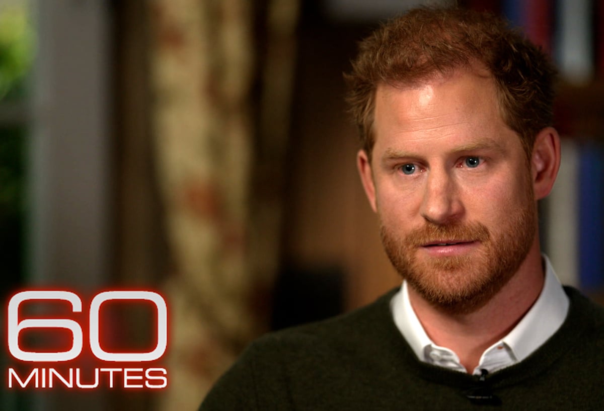 Prince Harry in shot from '60 Minutes' interview with Anderson Cooper on Jan. 8, 2023